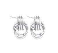 FFWTPY Orecchini Geometrici Triplo Cerchio Intrecciato Struttura Minimalista Lobo Elegante Stile Contemporaneo Donna