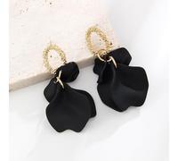 Ffwtpy Orecchini Pendenti A Forma Di Fiore Con Dettagli Dorati Orecchini Eleganti In Resina Nera Per Donna Gioielli Originali E Raffinati Per Ogni Occasione Accessori Di Moda Unici E Stilosi