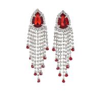 Ffwtpy Orecchini Pendenti Eleganti Con Pietre Rosse E Cristalli Orecchini A Cascata In Argento Accessori Moda Donna Gioielli Raffinati Per Serate E Occasioni Speciali