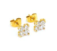 FFWTPY Orecchini Trifoglio Placcati Oro 18k Cristallo Zirconia Cubica Gioielli Donna Eleganti Piccoli Lobo