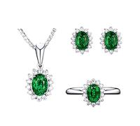 FFWTPY Parure Gioielli Donna Ovale Rubino Cristallo Collana Orecchini Anello Elegante Matrimonio Cerimonia Lusso