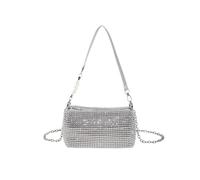 FFWTPY Pochette Donna Strass Borsetta da Sera Glitter Pochette e Clutch Piccola Borsa a Tracolla con Catena Rimovibile (Argento)