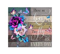 FFWTPY Quadrato Pittura Diamante Farfalle Rose Fiori Mosaico Strass Cristalli Decorazione Parete Frase Ispirazione Ricordo Memoria