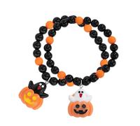 FFWTPY Set di Braccialetti di Perline con Lettere Impilabili per Halloween - Ciondolo con Pipistrello e Zucca (Arancione03)