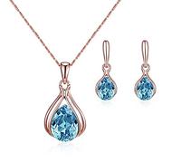 FFWTPY Set di Gioielli per Donna Elegante e Splendente Set di Gioielli Goccia Collana Vintage Rotondo Orecchini Set con Zirconi Cubici Gioielleria Accessori Festa