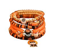 FFWTPY Set di Perline per Braccialetti Halloween - Braccialetti Impilabili con Ciondolo Pipistrello e Zucca - Gioielli per Festa di Halloween (Arancione01)