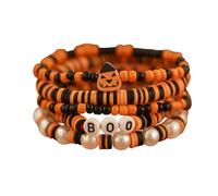 FFWTPY Set Perline per Braccialetti di Halloween - Colorate, Impilabili con Ciondolo Pipistrello e Zucca - Gioielli (Arancione03)