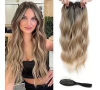 FFWTPY Set Topper Capelli Ondulati Naturali Clip Extension Posticcio Lungo Parrucchino Donna Spazzola Capelli