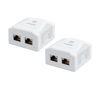 FGB 2 prese di rete Cat6A, da parete, 2 porte, FTP, schermata, LAN, colore bianco