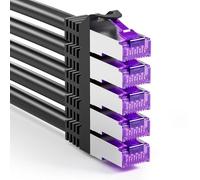 FGB Cavo patch da 10 Gbps, 0,75 m x 5, cavo di rete RJ45, CAT 7, nero | Schermatura SFTP PIMF, cavo Ethernet in rame, 75 cm, organizzazione di armadi di rete, cavo LAN DSL, corto, CAT7, CAT6, CAT5