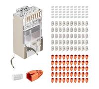 FGB Connettore RJ45 da 10 Gbps CAT 7 CAT 6A, set da 50 connettori di rete, pass-through e schermato, placcato oro 50 μ, spina LAN per cavo di posa AWG23 POE