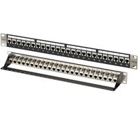 FGB Pannello patch 1U a 12 porte, Cat7, rack di rete montabile, RJ45, accoppiatore Keystone schermato con barra posteriore, cablaggio di rete Inline Keystone per switch di rete Gigabit