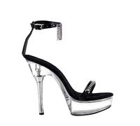 FgdeupY 12CM/4.72IN Sandali con Tacco da Donna con Un Cinturino Piattaforma Trasparente Punta Aperta Tacchi a Spillo Fibbia alla Caviglia Cinturino Estivo,Nero,42 EU