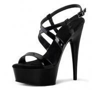 FgdeupY 15CM/5.9IN Open Peep Toe Piattaforma Tacco A Spillo Criss-Cross Cinturini alla Caviglia Pompe,Nero,41 EU