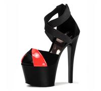 FgdeupY 17CM/6.69IN Sandali con Cinturino a Spillo con Piattaforma Incrociata da Donna con Cerniera,Nero,44 EU