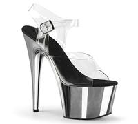 FgdeupY 17CM Nightclub Pole Dance Sandali A Spillo Trasparenti con Un Bottone Open Toe Moda Scarpe da Donna,Argento,38 EU