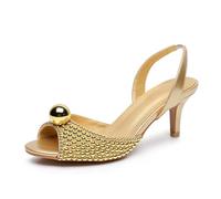 FgdeupY 6.5 CM Donna Stiletto Tacco Alto Peep Open Toe Sandali Postzone Mules Scarpe Slingback Slip-On Prom Party Dress,d'oro,41 EU