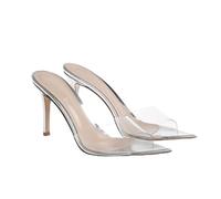 FgdeupY Tacco Alto Mules per Le Donne Slip on Open Pointe Classy Stiletto Pompe Formale Slingback Mule Sandali Vestito Scarpe da Passeggio,Argento,35 EU