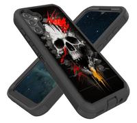 FGDRFGRW Custodia progettata per Galaxy A54 5G da 6,6 pollici, resistente, robusta e durevole, guscio protettivo ibrido a doppio strato antiurto, teschio della morte fiori