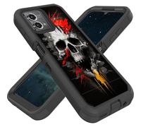 FGDRFGRW Progettata per Moto G Stylus 5G 2023 6,6 pollici, resistente, robusta e durevole, guscio protettivo ibrido antiurto a doppio strato, teschio della morte fiori