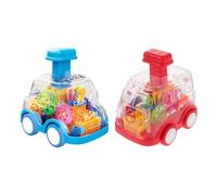 FGDTREE 2pcs Gear Attrito Potenza Push Car con Press to Go Funzione Educativo STEM Giocattolo per il Bambino Indoor Outdoor Play Push and Go Giocattolo Auto