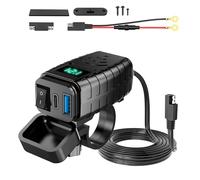 FGDTREE Adattatore di ricarica USB per moto, con display veloce e digitale, adatto per smartphone, dispositivo veloce da moto