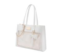 FGDTREE Borsa a tracolla in PU trasparente di grande capacità con fiocco dolce e fiocco per anime, borsa a tracolla con fiocco trasparente sotto le ascelle, bianco