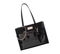 FGDTREE Borsa a tracolla in PU trasparente di grande capacità con fiocco dolce e fiocco per anime, borsa a tracolla con fiocco trasparente sotto le ascelle, Nero