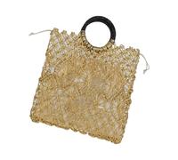 FGDTREE Borsa intrecciata a mano Elegante pochette Borsa Toted Bag Estivi Borse da Spiaggia per Vacanze Borsa Casual Regali Spiaggia per le Donne Borsa con Manico Superiore, Oro