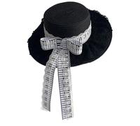 FGDTREE Cappello da sole in paglia con note musicali anime, cappello da viaggio a tesa larga, per spiaggia, vacanze e attività all'aperto, spiaggia, sole per le donne, Nero , S-XXL