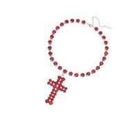 FGDTREE Collana a strati con ciondolo a forma di croce oversize unica con robusto metallo e pietra oversize con ciondolo a forma di croce con strass da indossare tutti i giorni, One Size, come