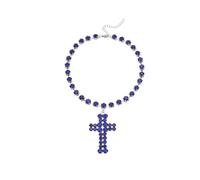 FGDTREE Collana a strati con ciondolo a forma di croce oversize unica con robusto metallo e pietra oversize con ciondolo a forma di croce con strass da indossare tutti i giorni, One Size, come