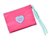 FGDTREE Elegante borsa corta in PU con combinazione di colori caramella tasche integrate per carte e finestra di identificazione trasparente per le donne, Pi-nk, Bellezza di massa