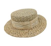 FGDTREE Elegante cappello vittoriano da donna, regolabile, decorato con nastro, leggero, traspirante, di carta, paglia, spiaggia, giardinaggio, sole, elegante all'aperto, Beige, Taglia unica