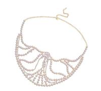 FGDTREE Elegante strass mezzo regolabile accessorio cosplay imitazione perle texture adatto per feste ed eventi moda gioielli viso, Misura unica, come descritto