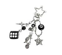 FGDTREE Portachiavi versatile a forma di stella, nero, 8 pezzi, adatto per l'organizzazione e come ornamento per interni dell'auto, da appendere, Dadi Neri, Taglia unica