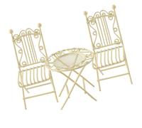 FGDTREE Tavolo e sedia in miniatura in ferro 3 in 1 per creare case delle bambole in miniatura Display Modello artigianale Progetto Paesaggistica Miniatura Case delle bambole Set da tavolo