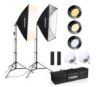 FGen Softbox 85W LED con Caldo/Neutro/Freddo, 2700-6400K e Telecomando | 5500LM più luminoso. 2x50x70 cm, Supporto 68-200cm. Installazione facile. Luminosità 0-100% e K Regolabili