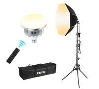 FGen Softbox con LED regolabili, 50 cm diametro octogonal Soft Box con supporto 150 cm e lampadine LED da 3000k a 6500k, compatte e portatili per ritratti, riprese video e fotografia di prodotto