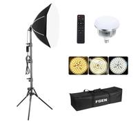 FGen Softbox Light, 50cm Oktagonale Softbox Lunghezza del Cavo 300cm con Luci LED Regolabili, Supporto di Illuminazione 150cm per la Fotografia di Ritratti, Live, Video YouTube