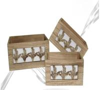FGF IMPORT EXPORT Cassette Legno Naturale 3pz 03076, Come da Foto