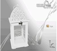 FGF IMPORT EXPORT L.Legno+Met. Bianca Lanterna 30cm 01669, Come da Foto