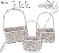 FGF IMPORT EXPORT L.Rattan Beige P/PIANTA RETT. 3pz, Come da Foto