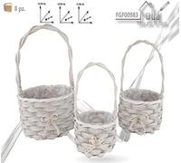FGF IMPORT EXPORT L.Rattan Beige P/PIANTA Tondo 3pz, Come da Foto