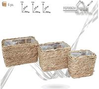 FGF IMPORT EXPORT L.Rattan Natur. P/PIANTA RETT. 3pz, Come da Foto