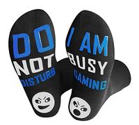 FGFD&OU Calze per Donna e Uomo Cotone Calzini di Natale del Regalo Calzini Divertenti con Testo Antiscivolo Do Not Disturb, I'm Gaming Calze per Unisex Inverno Autunno Primavera (Nero-2)