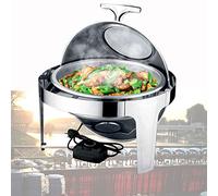 FGHFD Scaldavivande Elettrico, Chafing Dish Acciaio Inox, 6L Contenitore Termico per Alimenti Caldi Scalda-vivande per Buffet, Banchetti, Feste, Temperatura Regolabile (30-80 °)
