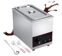 FGHFD Temperatrice per Cioccolato Professionale Elettrico 220V/330W Fonditore per Cioccolato Macchina 35~85℃ Controllo della Temperatura Intelligente - con Cucchiaio e Coperchio in Acciaio Inox - 6L
