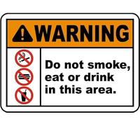 FGHFDHG Cartello in metallo di avvertimento in latta con avviso "Do Not Smoke, Eat or Drink in This Area". Cartello in alluminio per casa, caffetteria, decorazione da parete 20 x 30 cm