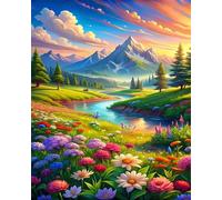 fghgbf Dipingere con i Numeri Adulti,Monti dei Campi Kit di Pittura su Tela Fai-da-Te per Principianti,40x50cm con 3 Pennelli e Colori aAcrilici Paint by Numbers per Casa Decora Regalo con cornice